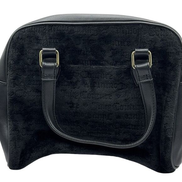 Juicy Couture Heart & Soul Black Velvet Satchel Y2K Crown Logo Shoulder Bag - Picture 2 of 6